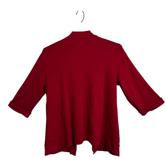 Croft & Barrow Womens Red Open Front Cardigan Size XL 100% Cotton Preppy Career - Picture 3 of 8